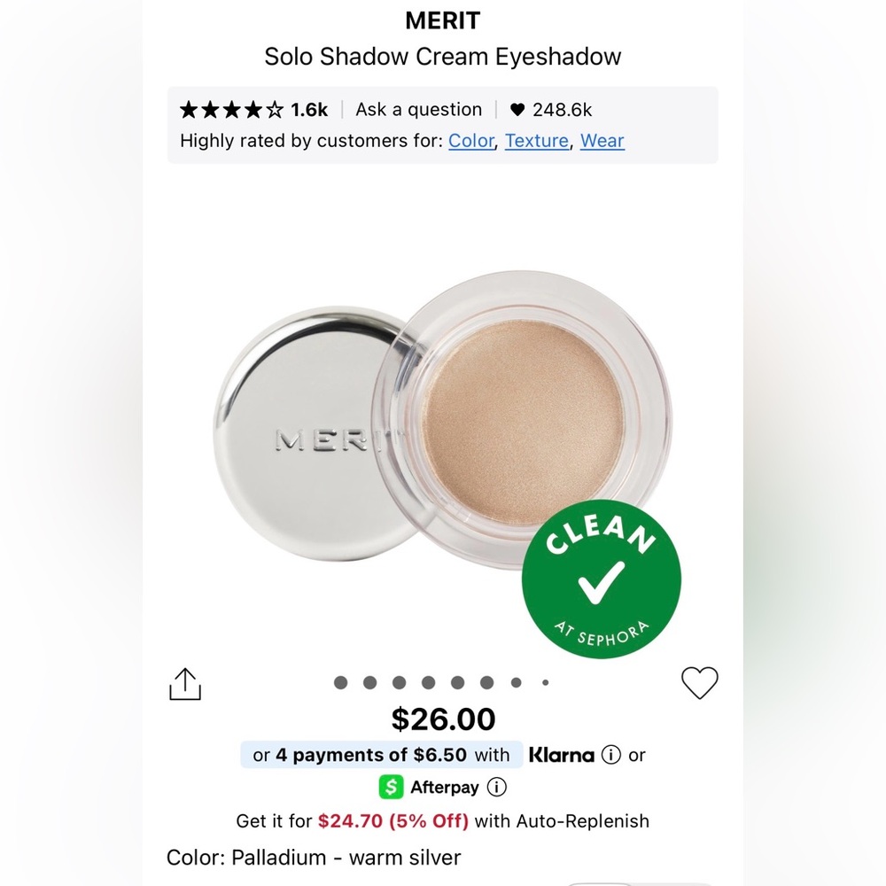 Merit Solo Cream Eye Shadow in Palladium - Picture 5 of 8